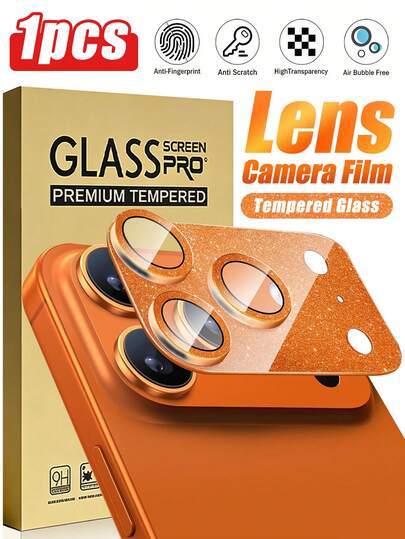 1 miếng dán bảo vệ ống kính camera màu cam lấp lánh, tương thích với iPhone 17 Pro Max/17 Pro. Miếng dán bảo vệ ống kính camera sáng bóng, kính cường lực, chống trầy xước, độ phân giải cao, vừa khít, chống bụi, dễ dàng lắp đặt và tháo gỡ, không để lại cặn. Bảo vệ khỏi các va đập và trầy xước hàng ngày. Phụ kiện điện thoại, tương thích với các loại ốp lưng, kết hợp thời trang và bảo vệ. Thích hợp làm quà tặng cho gia đình và bạn bè.