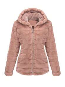 Risissida Women Hooded Faux Fur Jacket - The Perfect Choice For Autumn/Winter - Pink - View 5