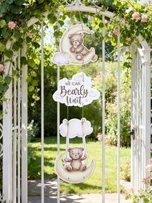 Conjunto de 1 decoração de porta de papel com tema de urso marrom para chá de bebê, decoração para festa de chá de bebê, festa temática de revelação de gênero, menino ou menina, decoração de porta de papel para chá de bebê, banner para pendurar com design de ursinho de pelúcia "Mal podemos esperar", decoração de fundo para festa de recém-nascido, decoração para pendurar na porta, adereços para fotografia, artigos para festa de chá de bebê, decoração para festa de aniversário com tema de ursinho de pelúcia, presente para chá de bebê, lembrancinha de festa - Urso pardo - Ver 7
