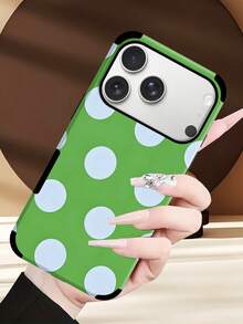Una elegante funda para teléfono que no incluye cordón ni soporte. Funda de cuero para teléfono con diseño de lunares minimalistas y bonitos, 1 pieza, estampado de lunares blancos y negros, funda de cuero suave con impresión, estilo boho minimalista francés y moderno, compatible con/S24 Ultra, 17 Pro/16 Pro/12 Pro/13/14 Plus/15 Pro/16 Pro, 11/13 Pro Spring. - Verde - Ver 9