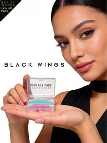BLACKWINGS 2 对可重复使用的硅胶睫毛提升垫，包含蓝绿色和紫色闪光垫，睫毛夹，涂抹器，睫毛卷翘配件 - 彩色 - 查看 6