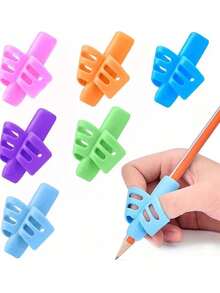 5pcs Ergonomic Pencil Grips, Suitable For Students Writing, Silicone Material Writing Aid For Preschool Children, Correct Finger Posture, Reduce Hand Fatigue, Multi-Color Options - Two-finger Pen Grip - View 2