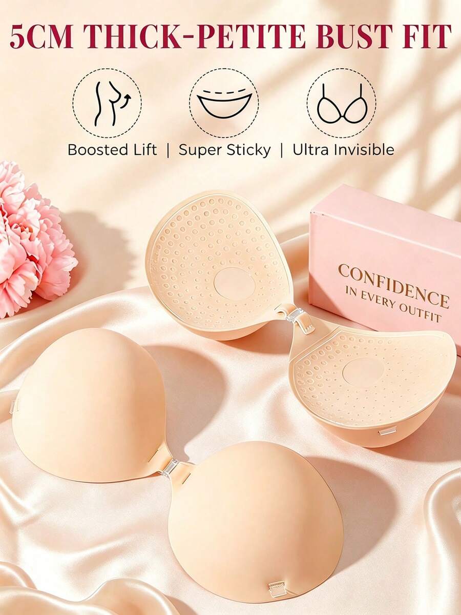 5cm Thick Strapless Invisible Push-Up Sticky Bra, Waterproof Reusable Backless Adhesive Bra For Backless Dresses, Wedding Dresses And Party Gowns - Multicolor - View 1