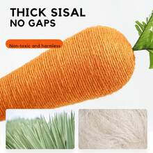 1 pieza Poste rascador para gatos en forma de zanahoria, cuerda de sisal natural, rascador duradero para gatitos, juguete de entrenamiento para proteger los muebles - 40*30 cm - Ver 3