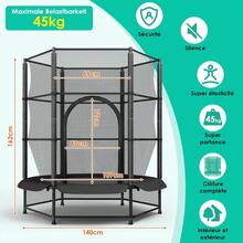 Trampoline Outdoor Ø 140cm X162cm, Trampoline Indoor Children With Safety Net, Zipper, Protective Ground Net Garden Trampoline Up To 45 Kg, Children's Trampoline For 3 Years - Black - View 2