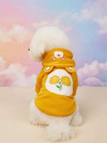 Care Bears X PETSIN 1件装 朋友熊宠物猫狗通用连帽衫 可爱小熊印花 3D 耳朵装饰 黄色舒适狗狗连帽衫 - 黃色 - 查看 2