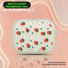 Ốp bảo vệ toàn màn hình màu trắng mờ, họa tiết hoa dâu tây, phát sáng trong bóng tối, tương thích với Apple 1/2/3/4, tương thích với tai nghe Bluetooth không dây Pro thế hệ thứ 2/3/4. - trắng - Xem 12