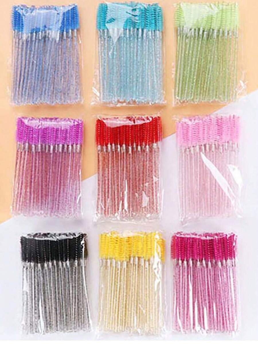 Bộ 50 cọ chuốt mascara dùng một lần, thích hợp cho nối mi/lông mày, cũng có thể dùng làm cọ kẻ mày, cọ tán phấn mắt, cọ xoắn ốc, v.v. - Nhiều màu - Xem 1