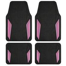 Pink Rubber Floor Mats With Aluminum Film And Colorful Piping, Non-Slip Backing All-Weather Protection, Trim-To-Fit Liner For Cars SUVs Trucks Vehicles - PINK - View 8