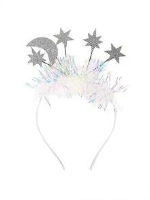 1pc Shiny Tinsel Five-Pointed Star Party Headband, Colorful Glitter Fashion Headband For Girls Birthday Party - Multicolor - View 9