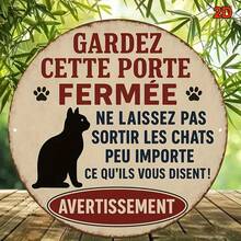 2D flach, 1 Stück rund dekoratives Schild, vintage französisches rundes Aluminium Schild - humorvolle "Lass die Katze nicht raus" Warnung mit Pfötchen-Abdruck, Bauernhaus-Stil Katzen-Themen Wanddekoration, geeignet für Küche, Veranda, Hinterhof, Katzen-Zimmer und Innenwände, Katzen-Dekoration, abgenutzt Design, strukturierte Oberfläche, perfekt für Raumdekoration 8*8 Zoll/20*20 Cm, 2D flach, Küchen-Dekoration, Veranda-Dekoration, Bauernhaus-Dekoration, robustes Metallschild (Lochposition zufällig) - A - Übersicht 6