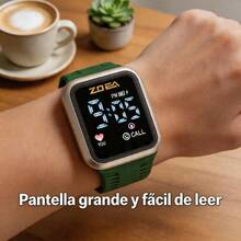 ZOEA Sports Smartwatch With Breathable Perforated Strap + Square Touchscreen + Fitness Style + Daily/Sport Use + Smartwatch - 軍綠色 - 查看 5