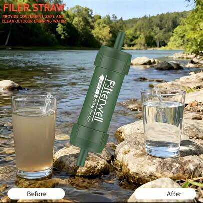 Portable Mini Camping Water Filter Straw, Outdoor Hiking Water Purifier, Emergency Survival Tourist Equipment