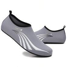 新款条纹沙滩布侧条纹水鞋，适合沙滩、春夏、冲浪、游泳、赤脚水上运动 - 灰色 - 查看 4
