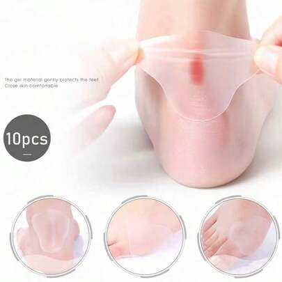 10pcs Gel Heel Protectors: Adhesive Blister Pads For Heel Liners, Shoes Stickers, Pain Relief & Foot Care Cushion GripFor Outdoor,Sport,Travel,Household,Office,School