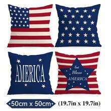 4pcs American Independence Day Patriotic Pattern Pillow Covers, Single-Sided Printed Pillow Shams, Suitable For Living Room, Bedroom, Home Decor, All Season - Multicolor - View 11