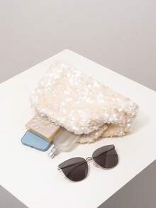 (Random Pattern) Sequin Women's Clutch Bag, Elegant Party Bag, Wedding Accessories - Beige - View 6