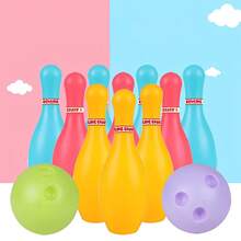 1 Set 12cm Plastic Bowling Set, 10Pcs Colorful Bowling Pins With 2 Balls, Indoor Outdoor Bowling Sports, Birthday Party & Family Activity - Multi-color 1 Set - View 6