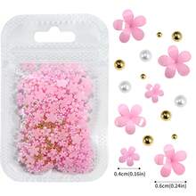 3D立体花卉美甲装饰，亚克力花朵美甲钻石和鱼子酱珠，适合女性和女孩DIY美甲的装饰配件 - 彩色 - 查看 8