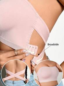 Plus Size Women's Side Buckle Wireless Bra, Breathable Non-Slip Supportive Seamless Everyday Bra - Baby Pink - View 3