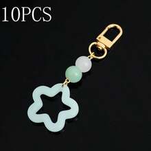 Medvang 10Pcs/Set Pastel Pink Blue Star Keychains - Acrylic Cute Keychain For Bag, Backpack, Phone Decoration (Pink & Blue)‌ - A - View 2