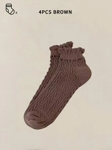 100只/80只/40只/30只装 女士隐形短袜，低帮袜，白色短袜，黑色短袜，女士袜，可爱袜，女童袜，踝袜，防滑设计，透气吸湿，柔软舒适，适合日常穿着 - 彩色 - 查看 25