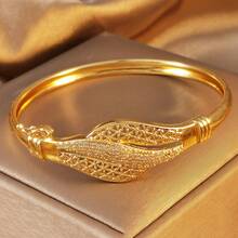 1 chiếc vòng tay mạ vàng đính đá Cubic Zirconia, kiểu dáng hở, trang sức thanh lịch dành cho nữ, phù hợp đeo hàng ngày và dự tiệc. - Vàng - Xem 4