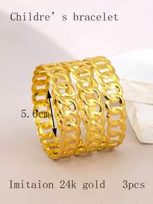 3pcs Luxury Minimalist Niche Design Popular Versatile Wrap Around Wide Bangle Bracelets - Multicolor - View 7