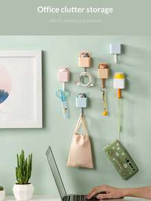 Ganchos decorativos para guardería de bebé, ganchos de almacenamiento con diseño de gato de dibujos animados lindos, ganchos creativos fuertes sin rastro, ganchos telescópicos estilo INS para dormitorio - Multicolor - Ver 8