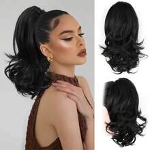 14" Curly Wavy Ponytail – Claw Clip Synthetic Hair, Highlight Blonde Layered High Volume, Easy Install For Daily/Party/Formal - Multicolor - View 7