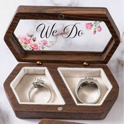 1pc Wedding Ring Box Sticker, 4.72"X4.72" We Do Floral Decal, Removable Decorative Sticker For Wooden Ring Box, Bridal Shower & Wedding Party