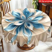 1 buah Taplak Meja Bunga Abstrak Biru & Putih, Taplak Meja Makan Seni Cetak Datar 2D, Gaya Minimalis Modern, Cocok Untuk Dekorasi Restoran, Dapur, Pesta, dan Perjamuan - A - View 1