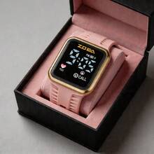 ZOEA Sports Smartwatch With Breathable Perforated Strap + Square Touchscreen + Fitness Style + Daily/Sport Use + Smartwatch - 粉色 - 查看 5
