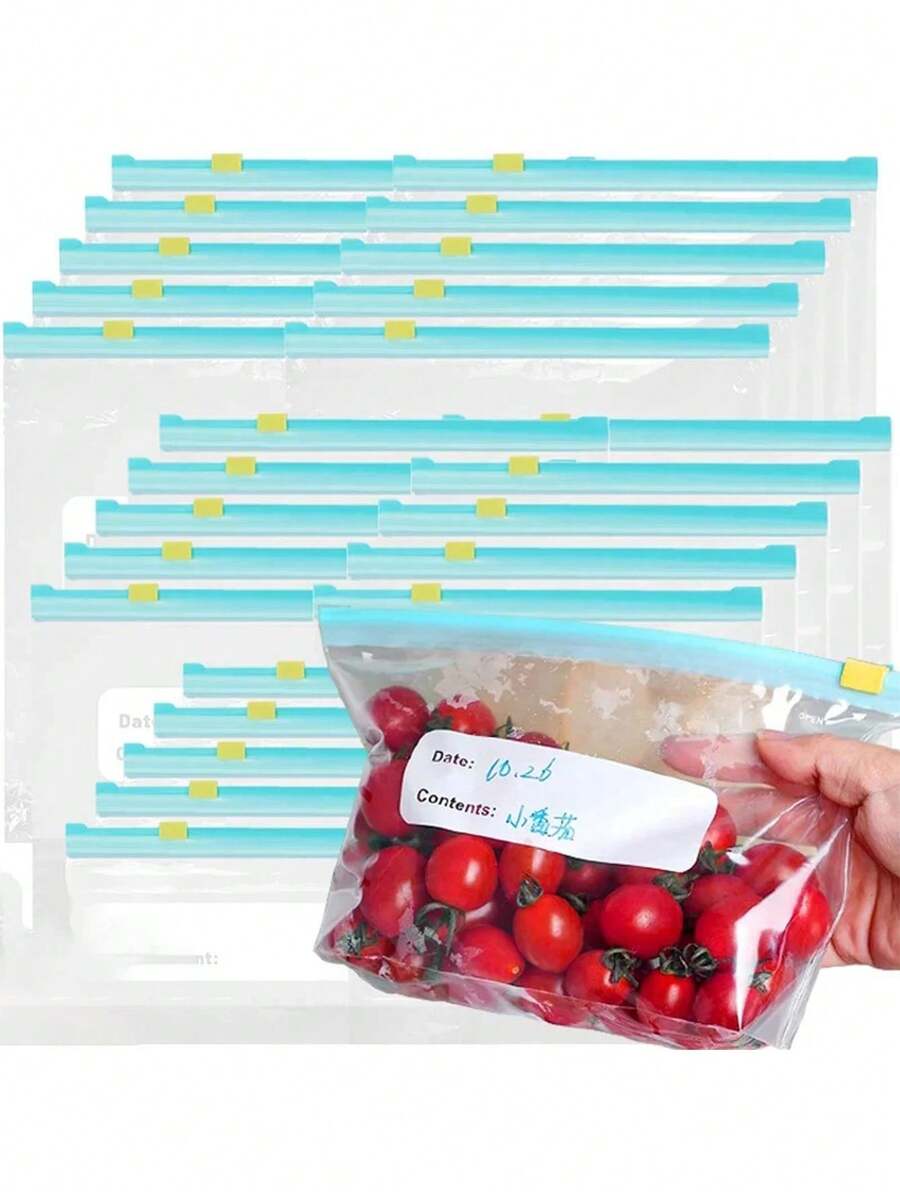 Resealable Food Storage Bags, Suitable For Freezing, Reusable, Convenient Food Storage, 3 Sizes, Zipper Seal Bags For Food, Fruit, Candy, Cookies, Dried Fruit, Vegetables, Grains, Fridge, Kitchen (Random Blue Or Yellow Zipper)