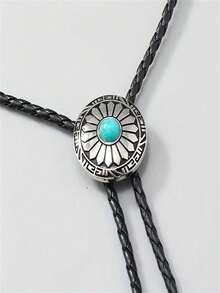 1 chiếc cà vạt bolo kim loại kiểu cao bồi miền Tây màu ngọc lam, họa tiết Celtic, unisex - Nhiều màu - Xem 2