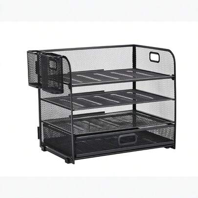 Hộp đựng bút để bàn, hộp đựng bút hình bầu dục bằng lưới, hộp đựng bút để bàn và hộp sắp xếp đồ dùng văn phòng, hộp đựng bút gắn bên hông bằng kim loại - Đồ dùng học tập thiết yếu