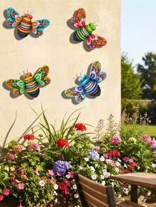 1 pièce/4 pièces Décoration murale en métal vibrante en forme d'abeille, fournitures de jardin, résistante à l'eau et à la rouille, décoration pour la maison et le jardin, convient pour l'intérieur/extérieur, le jardin, la cour, la clôture, le mur, les fêtes, les décorations de fête, cadeau pour la fête des mères - A - Voir 7