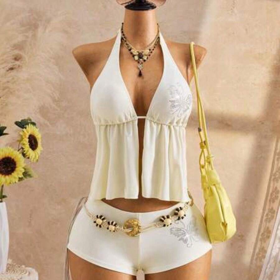 Bellisia 2026 Women's Vacation Beach Rhinestone Floral Black Tankini Swimwear Set 2026 New Women's Swimwear ArrivalFor School,Suitable For Holiday, Date, Afternoon Tea, Western, Cruise, Beach, Island, Road Trip, All Seasons, Music Festival, Boho Vacation,Bohemian Vacation, Chill Autumn ,Western Boho ,Elegant Tops For Women Black Tankini Swimsuit Black Tankini Set Swimsuits For Women Bathing Suit Set Bikini Set Women S Swimsuit 2 Piece Women S Swimsuits Tummy Control Y2k Swimsuit Zip Swimsuit Yog - Beis - Ver 1