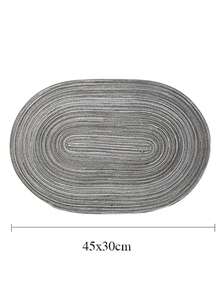 Bộ 1/2/4/6/8 tấm lót bàn hình bầu dục bằng polyester màu be ombre tối giản. - Màu xám đen - Xem 5