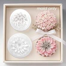 Molde de silicone 3D floral (1 unidade), textura detalhada em camadas, resistente ao calor e antiaderente, ideal para velas, pedras aromáticas, sabonetes artesanais, ótimo para presentes de Natal, decoração de casa, acessórios de escritório e presentes para madrinhas. - A-branco - Ver 9