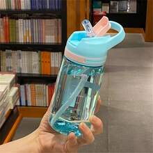 1個 450ML 便攜式水瓶 健身運動飲水瓶 戶外露營登山登山運動搖搖杯 時尚水瓶，防漏，手持，戶外便攜，趣味新風格，密封彈蓋，吸管杯，運動水瓶 - 多色的 - 查看 9
