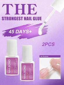 GLOZ 2 piezas Pegamento para uñas super fuerte con pincel, adecuado para uñas acrílicas, pegatinas de uñas y uñas postizas (8ml) para reparar uñas rotas, pegamento para uñas acrílicas, adhesivo para uñas, sin necesidad de lámpara UV, secado rápido - 2pcs - Ver 1