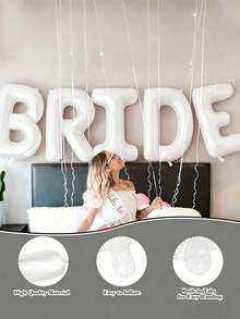3/5件套40英寸巨型“BRIDE”铝箔气球套装，白色“BRIDE”字母铝箔气球横幅，钻石戒指气球，黑色酒瓶气球，酒杯气球，适用于订婚、新娘送礼会装饰、单身派对、新娘送礼会礼物、准新娘派对、婚礼 - 多色 - 查看 7