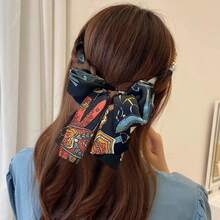 1pc Retro Pattern Long Ribbon Headband, Suitable For Women's Daily Wear, Tidy Messy Hair, Showcase Personal Style, Suitable For Braiding, Washing Face, Dating, Travel, Matching Outfits, Photography, Spring/Summer Hair Accessory, Mother's Day Gift Hairband - Multicolor - View 2