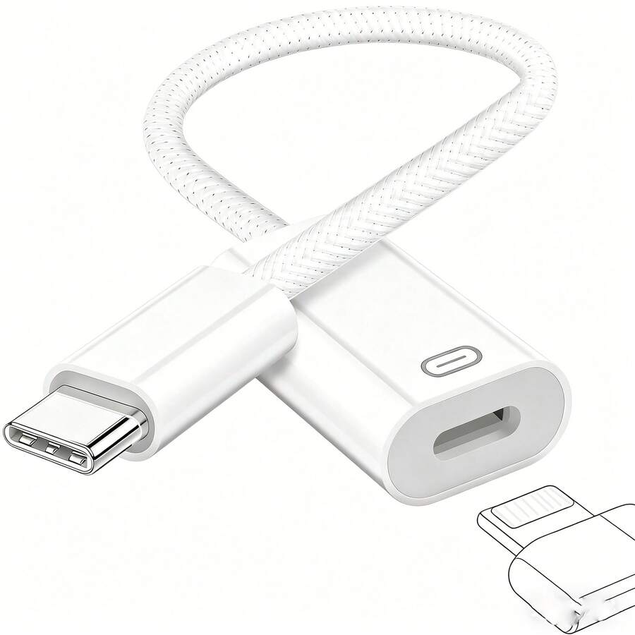 1-3PCS USB C Adapter, USB C To Lightning Converter Supports Charging + Call + Data Transfer, Compatible With IPhone 17/16/15 Plus/Pro/Max, Pro/Air 6/5/4, - White - View 1