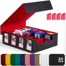 3000+ Card Holder Storage Box For Trading Card Game Enthusiasts, Includes 24 Colored Divider Tabs, Display Window Design Suitable For Card Collection - Multicolor - View 3