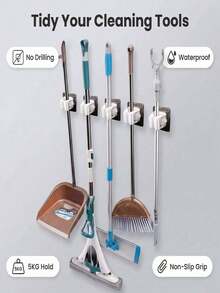 Bộ 8/4/1 móc treo chổi lau nhà đa năng, kẹp chổi gắn tường, móc treo chổi lau nhà tự dính, móc chống thấm nước, chống trượt, có thể tháo rời, thích hợp để cất giữ đồ dùng trong nhà, phòng tắm, nhà bếp, sân vườn và gara, dụng cụ nhà tắm/nhà bếp/nhà vệ sinh/gara, không cần khoan, chống trượt (Màu sắc và kiểu dáng ngẫu nhiên) - Xem 3