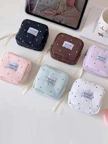 1 Buah Tas Kosmetik Mini Portabel Motif Polkadot dengan Resleting, Tas Penyimpanan Pembalut Wanita, Tas Perlengkapan Mandi Portabel Multifungsi, Dompet Koin - MultiWarna - View 5