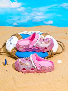 HOEASE Girls' Lightweight EVA Garden Clogs, Kid's Summer Beach Shoes With Hollow-Out Design, Non-Slip, Breathable Slip-On Design, All-Season Wear - Pink - View 6