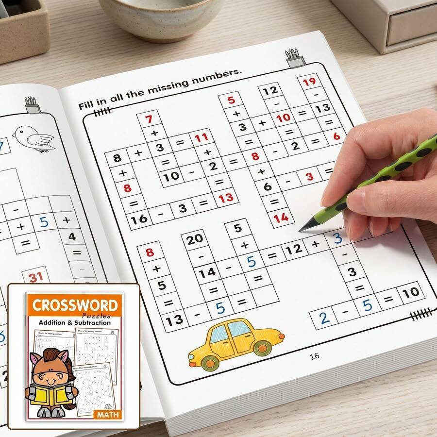 32-Page Math Addition And Subtraction Workbook For 3+ Years Old | Interactive Mental Arithmetic Practice With Number Lines, Fill-In-The-Blank Games, Basic Addition And Subtraction | Daily Arithmetic Practice For Grades 1-3 | 20+ Interactive Activities, 32-Page Colorful Math Training And Fun Exercise Book | Suitable For Home Education Or Classroom Use